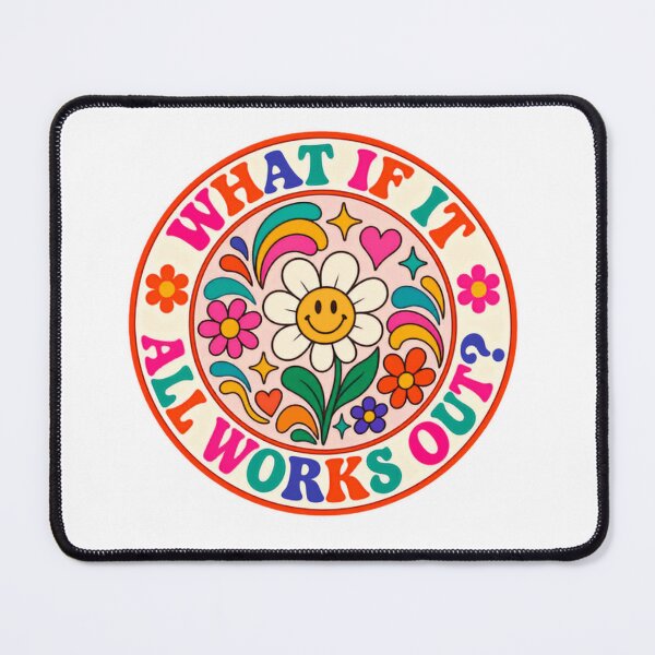 Item preview, What If It All Works Out? Positive Affirmation Motivational Quote Groovy Retro Optimism designed and sold by HumansStuck12.