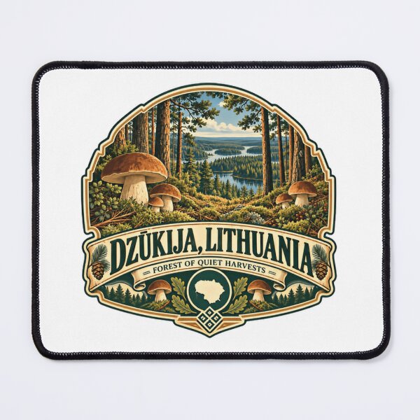 Item preview, Dzūkija, Lithuania Forest Of Quiet Harvests Mushroom Picking Forager designed and sold by Star3NowForMe.