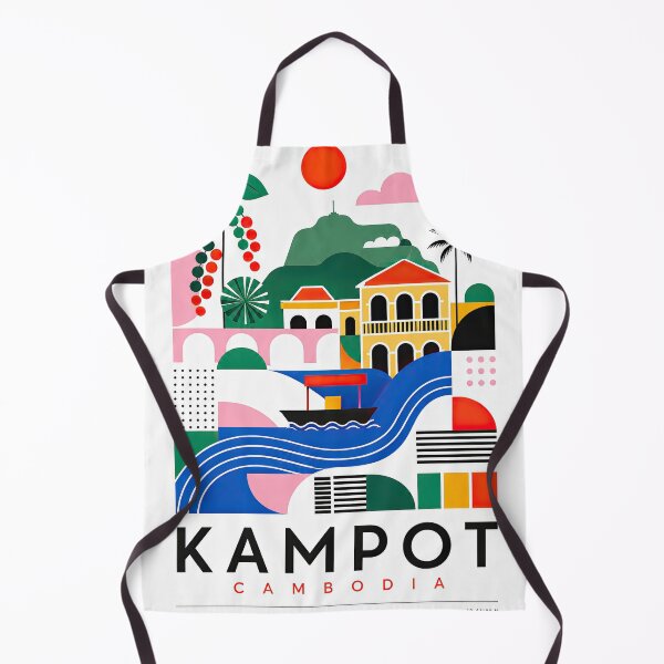 Item preview, Colorful modern travel poster depicting Kampot, Cambodia with designed and sold by ckybe.