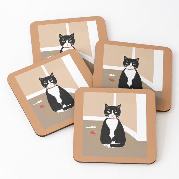 Item preview, Curious Black and White Cat designed and sold by Elaine M Hayward .