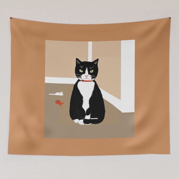 Item preview, Curious Black and White Cat designed and sold by Elaine M Hayward .