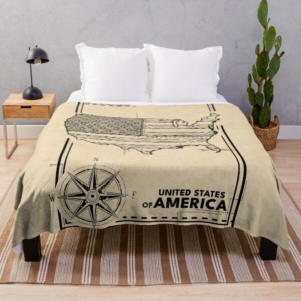 Item preview, Vintage USA Map Flag Geometric Line Art designed and sold by chaaval.