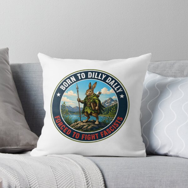 Item preview, Born To Dilly Dally Forced To Fight Fascists Anti-Fascist Political Activism Fantasy Rabbit designed and sold by JonesFlora2025.