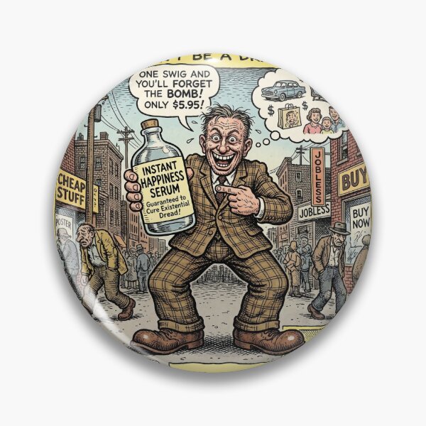 Item preview, The Chemical Grin: Vintage Happiness Serum Satire Print designed and sold by FreiherrPK.