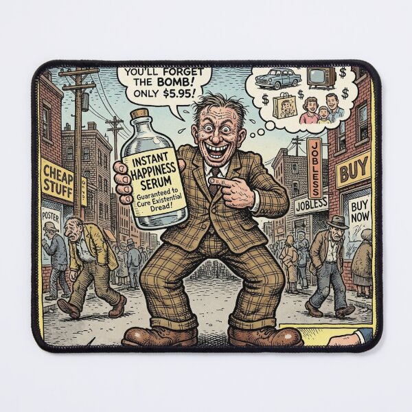 Item preview, The Chemical Grin: Vintage Happiness Serum Satire Print designed and sold by FreiherrPK.