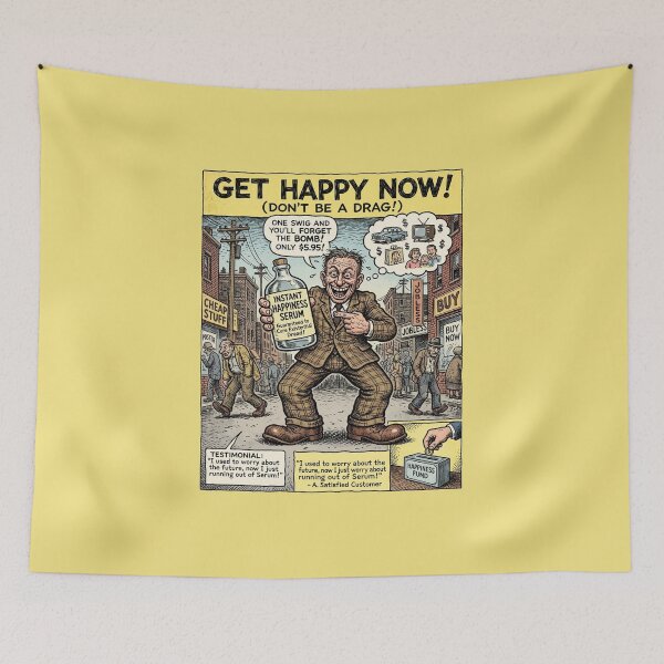 Item preview, The Chemical Grin: Vintage Happiness Serum Satire Print designed and sold by FreiherrPK.