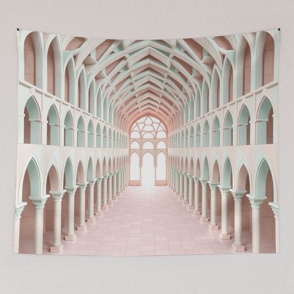Item preview,  Bright Classical White and Pink Arch Corridor designed and sold by IntelliMindDesigns.