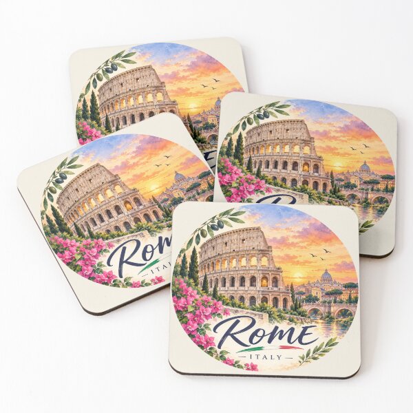 Item preview, Rome Italy Watercolor Travel Art Colosseum Sunset designed and sold by GusiaTreasures.