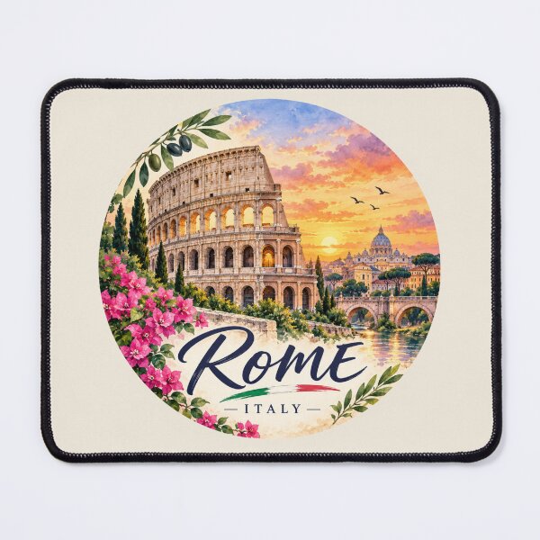 Item preview, Rome Italy Watercolor Travel Art Colosseum Sunset designed and sold by GusiaTreasures.