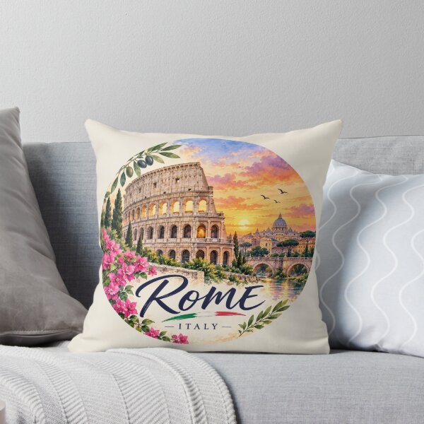 Item preview, Rome Italy Watercolor Travel Art Colosseum Sunset designed and sold by GusiaTreasures.