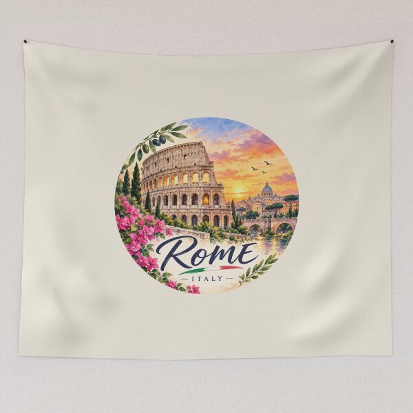 Item preview, Rome Italy Watercolor Travel Art Colosseum Sunset designed and sold by GusiaTreasures.