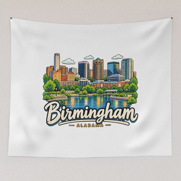 Item preview, Hand Drawn Birmingham Alabama Travel Souvenir Landmark Gift designed and sold by MichaeIRellov.