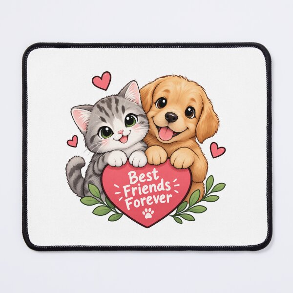 Item preview, Best Friends Forever Cat and Dog Kawaii Cute Pet Design designed and sold by PawVista.