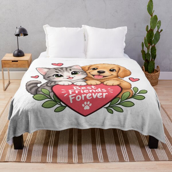 Item preview, Best Friends Forever Cat and Dog Kawaii Cute Pet Design designed and sold by PawVista.