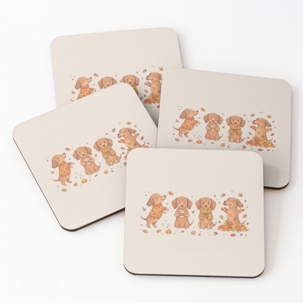 Item preview, Cozy Autumn Dachshund Squad designed and sold by dudelinart.