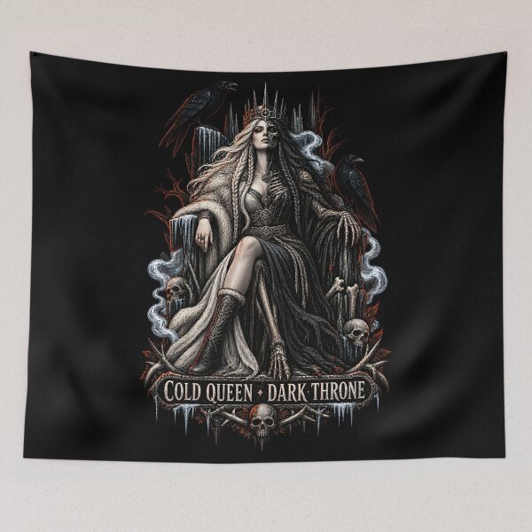Item preview, Cold Queen Dark Throne – Norse Death Goddess Raven Gothic Viking Queen designed and sold by R3XFORGE.