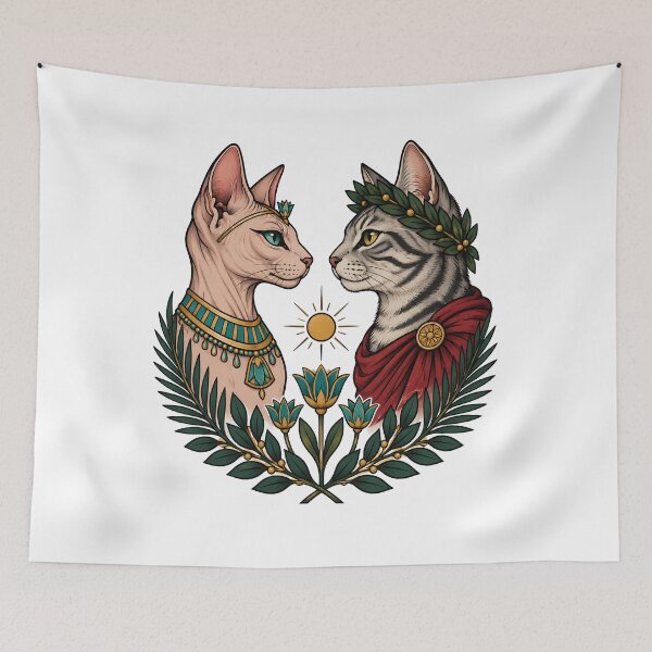 Item preview, Egyptian Queen Roman General Cats Art designed and sold by Old's Cool Cat Studio.