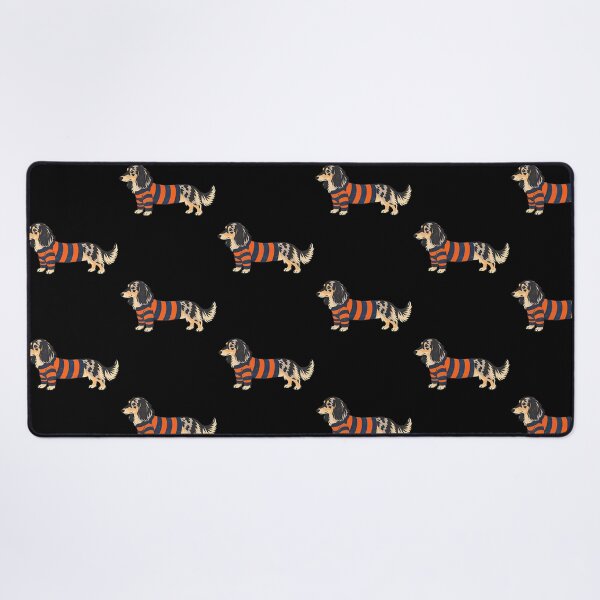 Item preview, Dapple Dachshund Orange Striped Knit Gift designed and sold by serialcarachts.