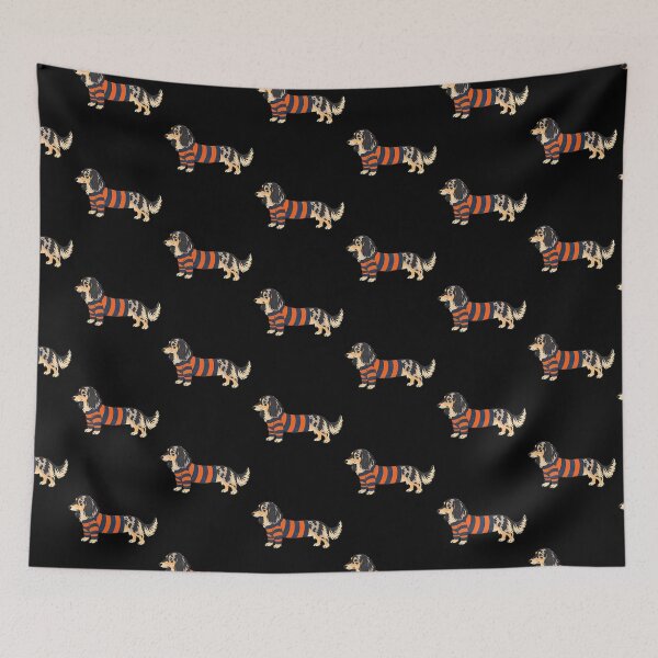 Item preview, Dapple Dachshund Orange Striped Knit Gift designed and sold by serialcarachts.