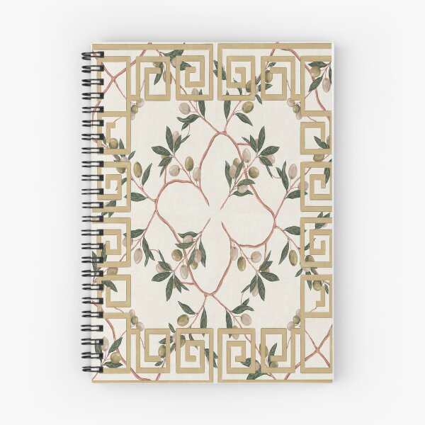 Item preview, Greek Key Olive Branch Pattern Mediterranean Luxury Wallpaper Print designed and sold by Tamas Das.