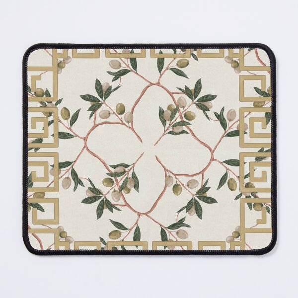Item preview, Greek Key Olive Branch Pattern Mediterranean Luxury Wallpaper Print designed and sold by Tamas Das.