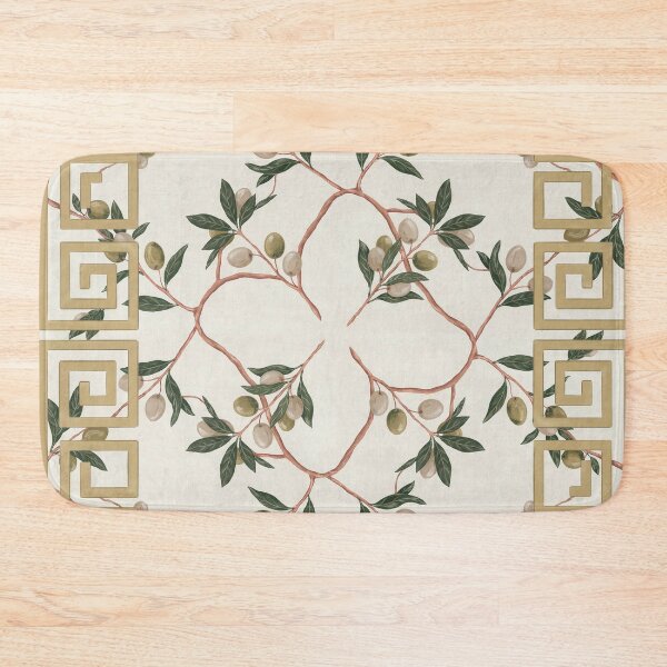 Item preview, Greek Key Olive Branch Pattern Mediterranean Luxury Wallpaper Print designed and sold by Tamas Das.