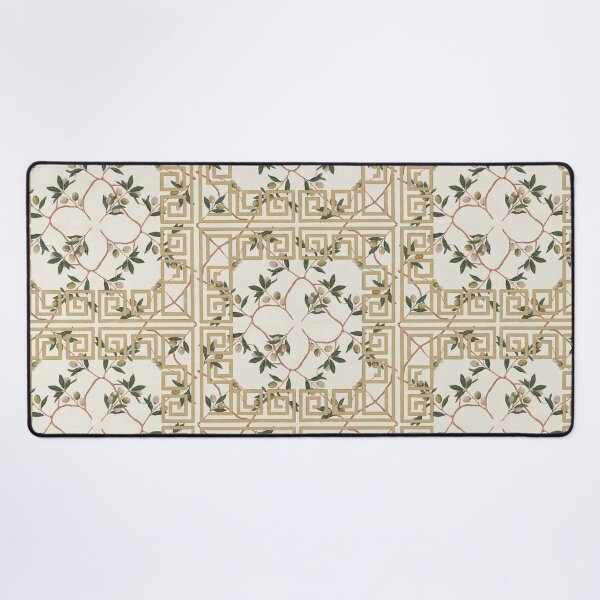 Item preview, Greek Key Olive Branch Pattern Mediterranean Luxury Wallpaper Print designed and sold by Tamas Das.