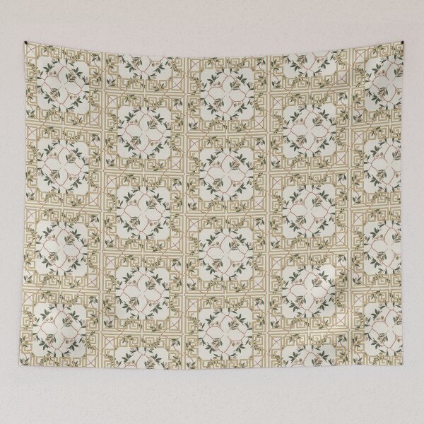 Item preview, Greek Key Olive Branch Pattern Mediterranean Luxury Wallpaper Print designed and sold by Tamas Das.