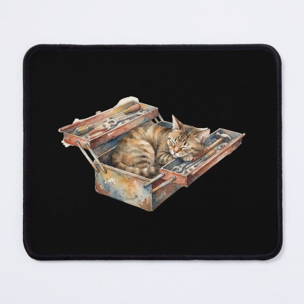 Item preview, Cute Tabby Cat Sleeping In Metal Toolbox designed and sold by bvdesignart.