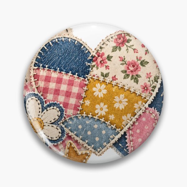 Item preview, Faux Patchwork Heart Quilt Vintage Cottagecore Fabric Collage Cute Handmade Aesthetic designed and sold by Bhaskar Digital Art.