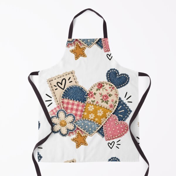Item preview, Faux Patchwork Heart Quilt Vintage Cottagecore Fabric Collage Cute Handmade Aesthetic designed and sold by Bhaskar Digital Art.
