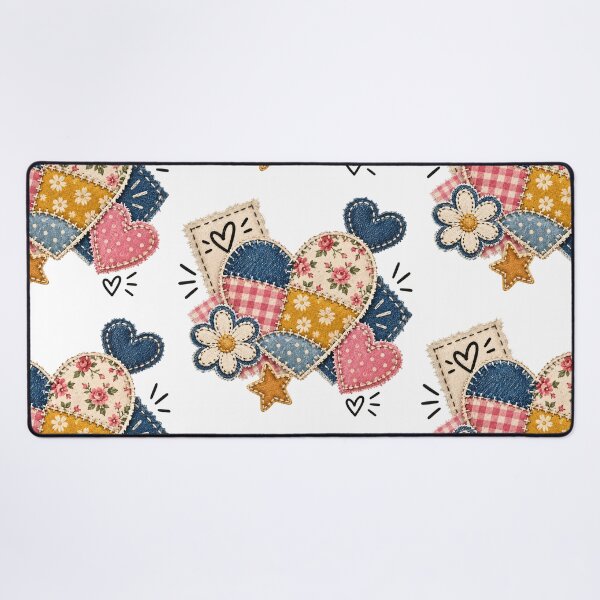 Item preview, Faux Patchwork Heart Quilt Vintage Cottagecore Fabric Collage Cute Handmade Aesthetic designed and sold by Bhaskar Digital Art.