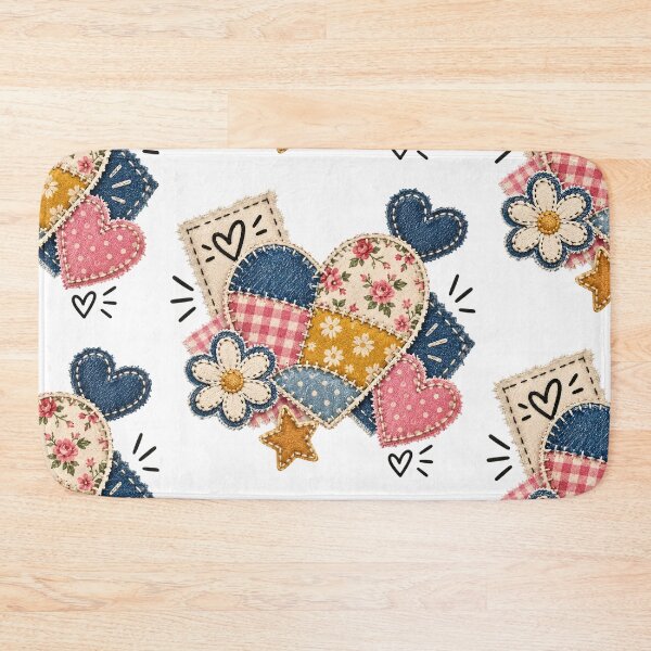 Item preview, Faux Patchwork Heart Quilt Vintage Cottagecore Fabric Collage Cute Handmade Aesthetic designed and sold by Bhaskar Digital Art.