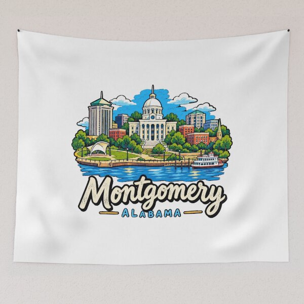Item preview, Hand Drawn Montgomery Alabama Travel Souvenir Landmark Gift designed and sold by MichaeIRellov.