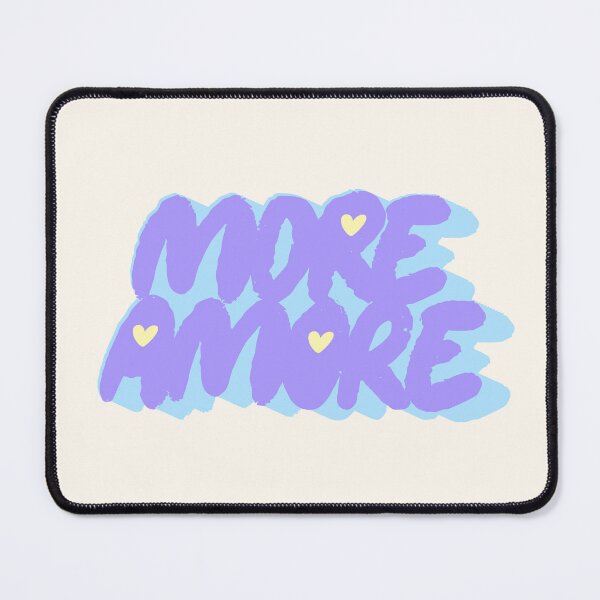 Item preview, More Amore Cute Retro Heart Typographic in Soft Pastel Purple Blue designed and sold by nineFlorals.