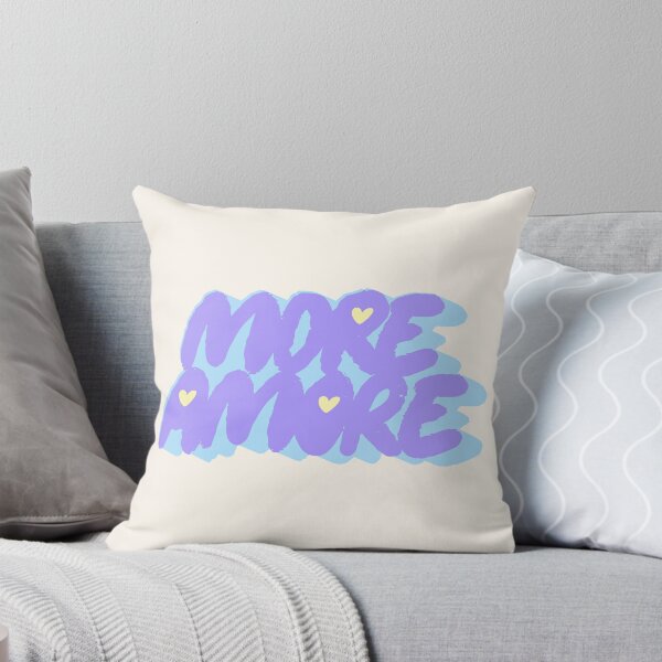 Item preview, More Amore Cute Retro Heart Typographic in Soft Pastel Purple Blue designed and sold by nineFlorals.