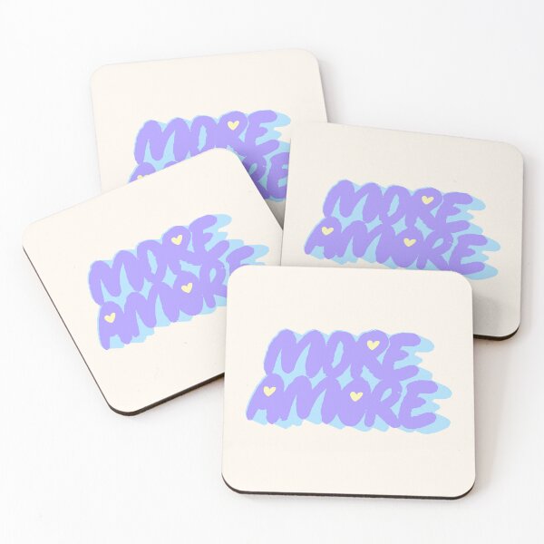 Item preview, More Amore Cute Retro Heart Typographic in Soft Pastel Purple Blue designed and sold by nineFlorals.