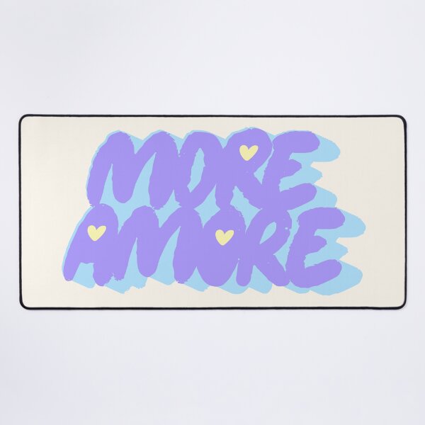 Item preview, More Amore Cute Retro Heart Typographic in Soft Pastel Purple Blue designed and sold by nineFlorals.