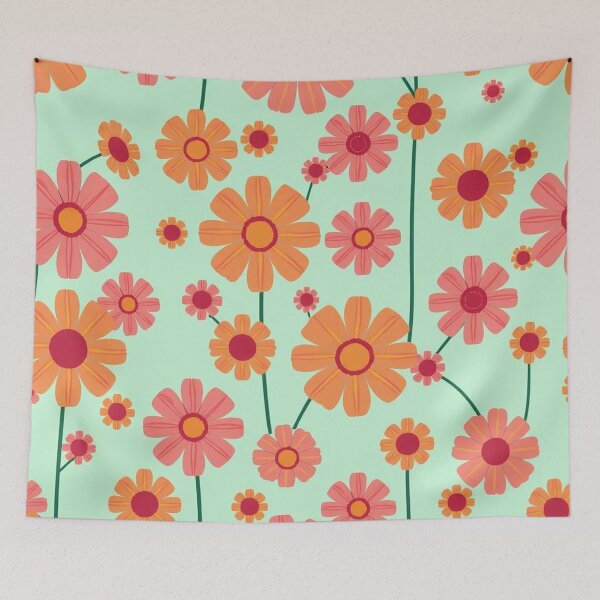 Item preview, Groovy 70s Retro Orange Flower Power Pattern designed and sold by IntelliMindDesigns.