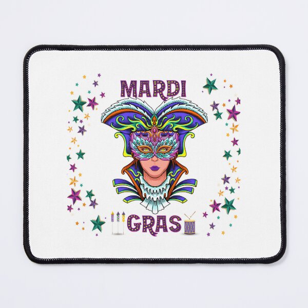Item preview, Vibrant Mardi Gras Costume Design with Festive Mask and Beads designed and sold by Nishant Turekar.