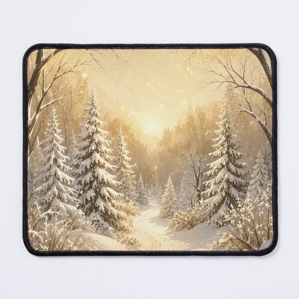 Item preview, Winter Forest Golden Sunrise Snowy Woodland Path designed and sold by Lizetteh.