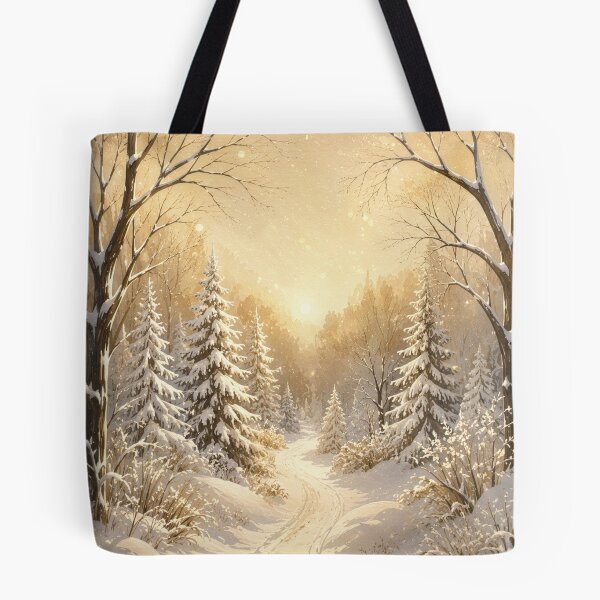 Item preview, Winter Forest Golden Sunrise Snowy Woodland Path designed and sold by Lizetteh.