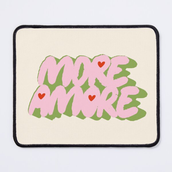 Item preview, More Amore Cute Retro Heart Typographic in Soft Pastel Pink Green designed and sold by nineFlorals.