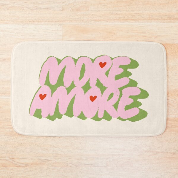 Item preview, More Amore Cute Retro Heart Typographic in Soft Pastel Pink Green designed and sold by nineFlorals.