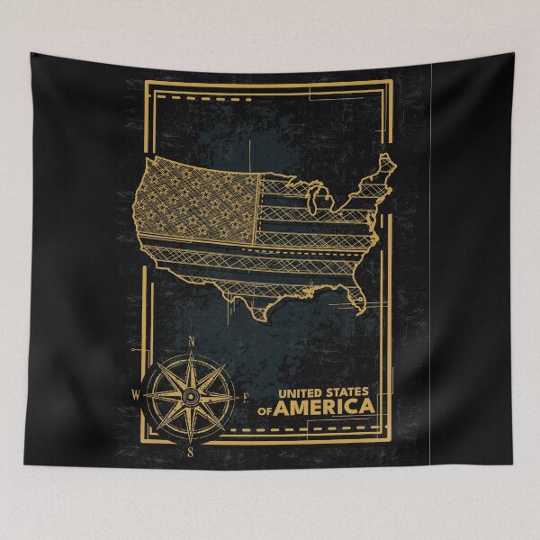 Item preview, Vintage USA Map Flag Geometric Line Art designed and sold by chaaval.