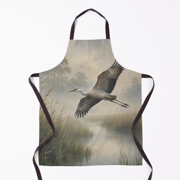 Item preview, Crane Misty Marsh Wetland Bird In Flight designed and sold by Lizetteh.