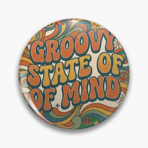 Item preview, Groovy State of Mind Retro 70s Aesthetic Vintage Peace and Love Typography T-Shirt, Stickers, and Home Decor designed and sold by Bhaskar Digital Art.