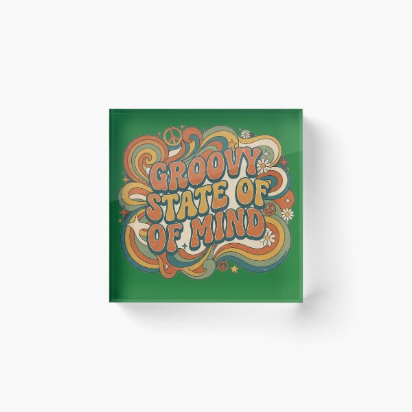 Item preview, Groovy State of Mind Retro 70s Aesthetic Vintage Peace and Love Typography T-Shirt, Stickers, and Home Decor designed and sold by Bhaskar Digital Art.