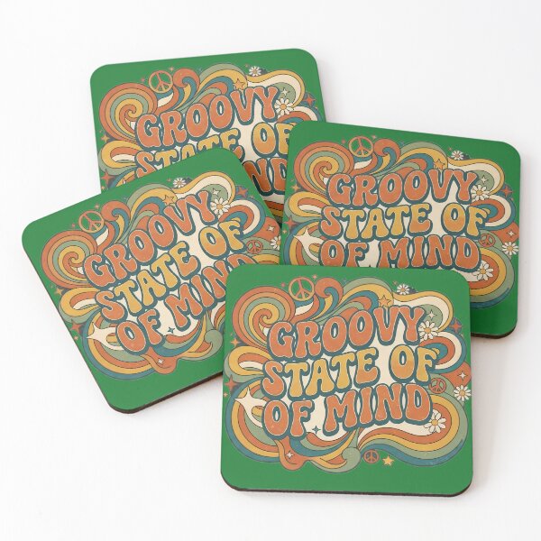 Item preview, Groovy State of Mind Retro 70s Aesthetic Vintage Peace and Love Typography T-Shirt, Stickers, and Home Decor designed and sold by Bhaskar Digital Art.