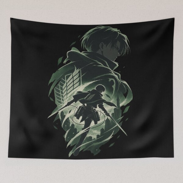 Aperçu de l'œuvre Affiche silhouette de Levi Ackerman – L'Attaque des Titans créée et vendue par · GAMING SOUL ·.